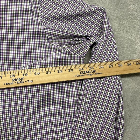 Ralph Lauren Shirt Size 17 Mens Purple Check Button Down Custom Fit - Picture 6 of 9
